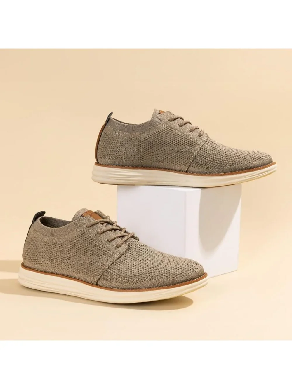 Bruno Marc Men's Khaki Rubber Lace up Lightweight Casual Walking Sneakers